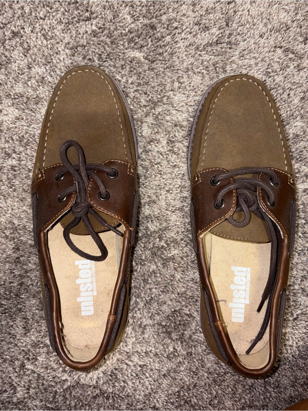 Unlisted by Kenneth Cole Brown Two-Tone Canvas & Leather Boat Shoes